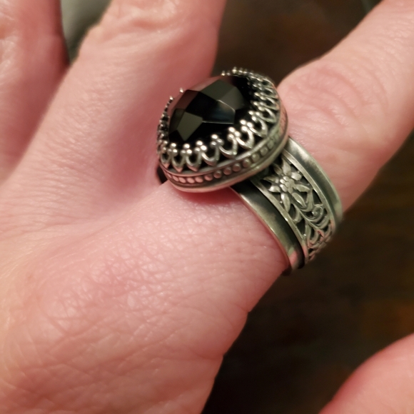 Gem Heaven sterling silver witchy black gemstone ring ooak artisan gothic - Picture 2 of 11